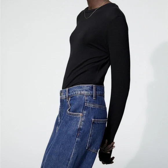 ZARA BLACK LONG SLEEVE T SHIRT - Picture 2 of 7